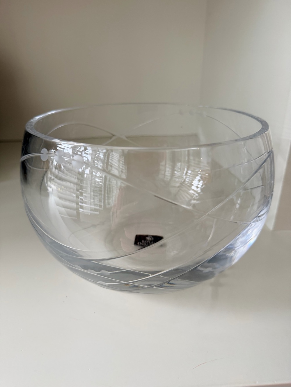 Vintage ROYAL DOULTON Crystal Etched Large Glass Bowl Clear NEW